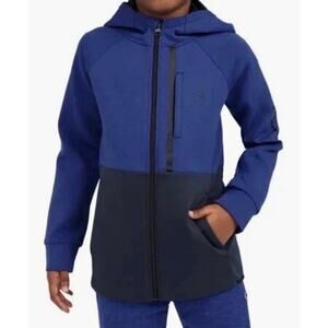 Champion Youth Active Full Zip Hoodie Breathable Pockets Blue/Black Size XS 5/6